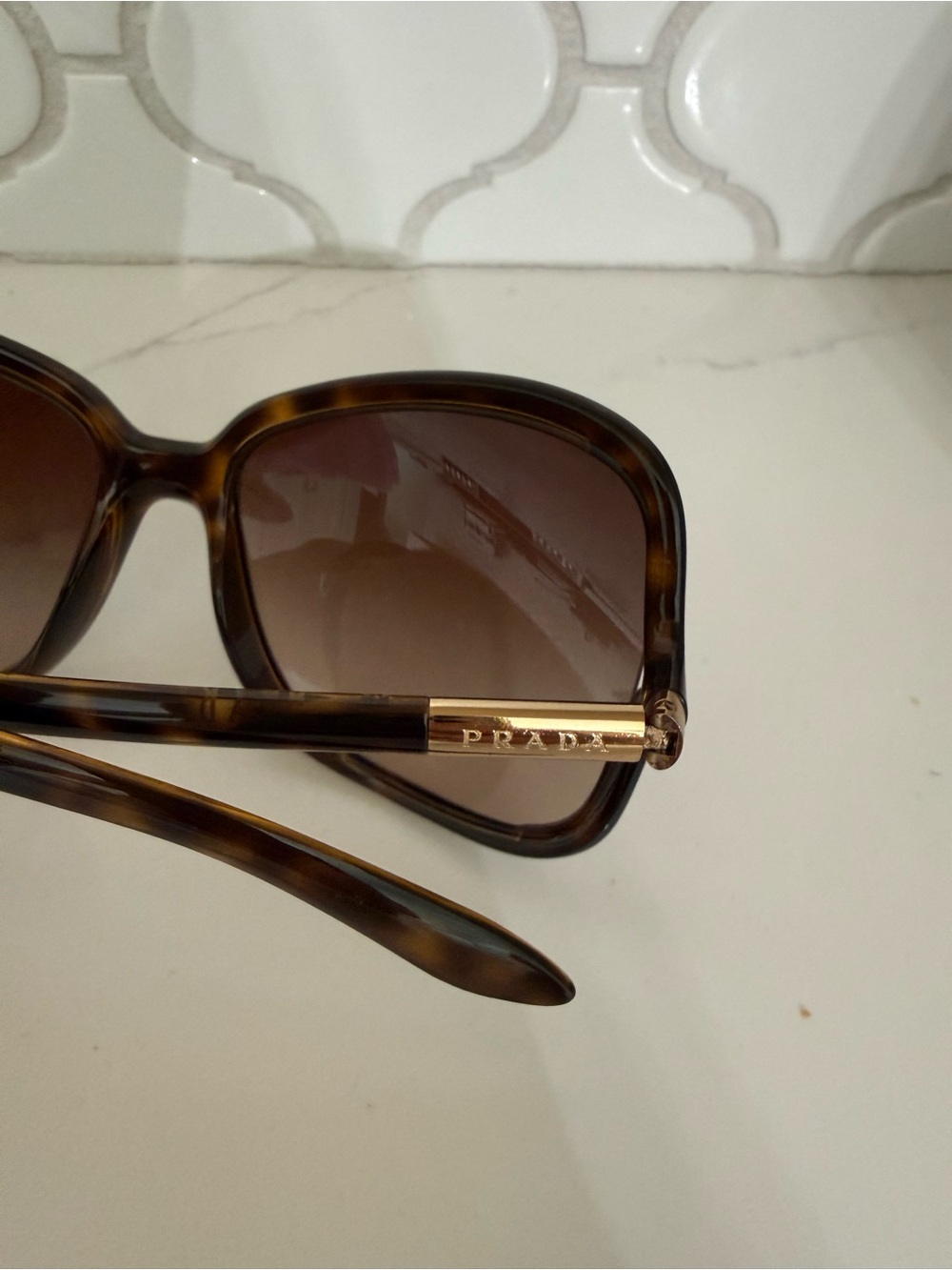 Prada Women's Oversized Tortoiseshell Sunglasses with Brown Gradient Lenses - Picture 7 of 9